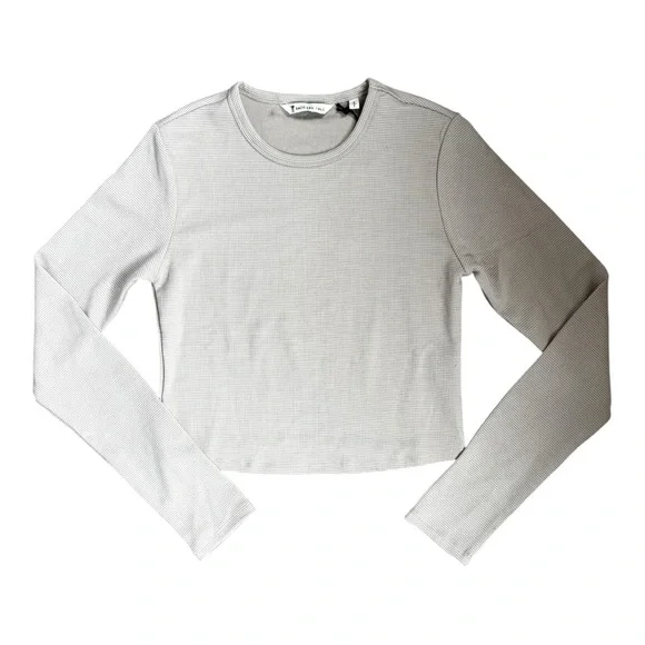 American Tall Cropped Long Sleeve Waffle Shirt for Tall Women DESERT ROSE Size S - Picture 6 of 13